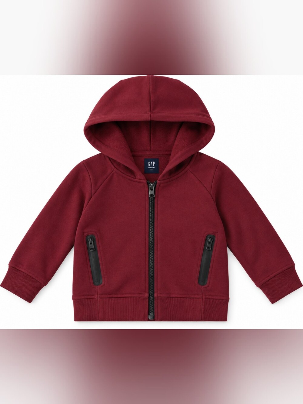 GAP Toddler Boys Burgundy Full Zip Hoodie | Fall Essential